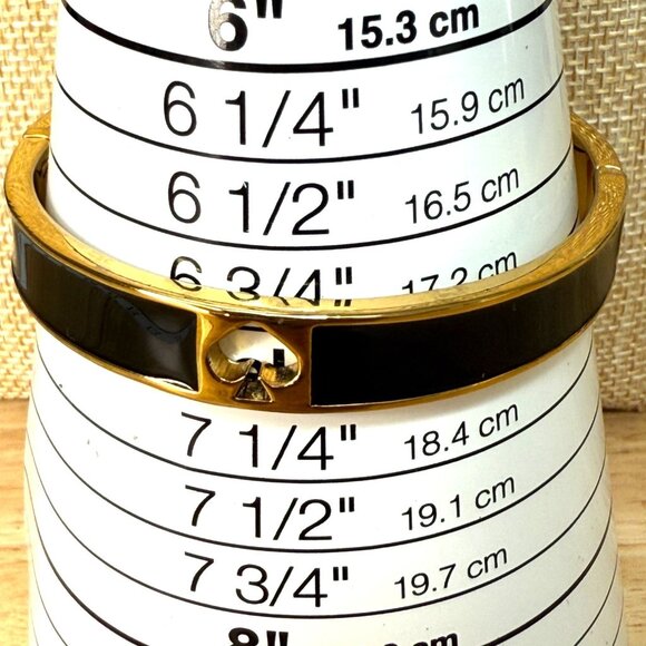 Kate Spade Gold & Black Enamel Hinge Bangle Bracelet With Spade Cutout Design - Picture 3 of 8